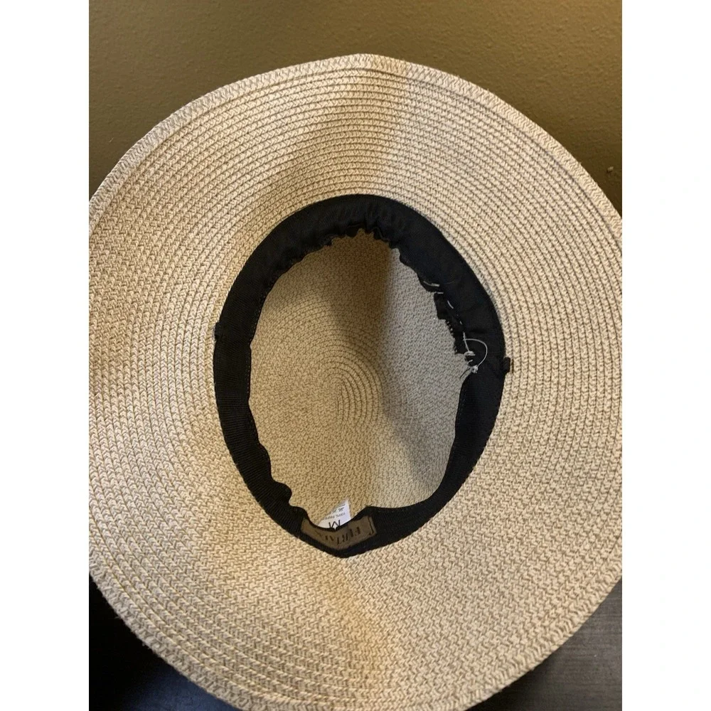 FURTALK Womens Beach Sun Straw Hat Travel Brim Summer Black Ribbon